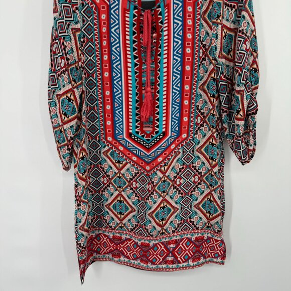 Tolani Women's size XS Silk Tunic mini Dress Multicolor Geometric Print - Picture 9 of 11
